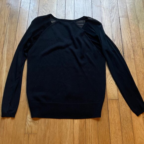 Black Label Ralph Lauren Size XS Black Sheer Long Sleeve V-Neck Sweater Top - Picture 11 of 16